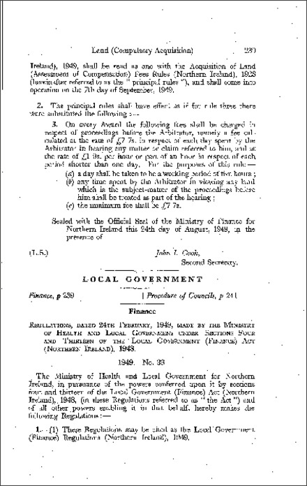 The Local Government (Finance) Regulations (Northern Ireland) 1949