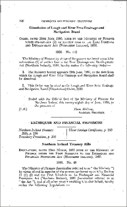 The Northern Ireland Treasury Bill Regulations (Northern Ireland) 1950