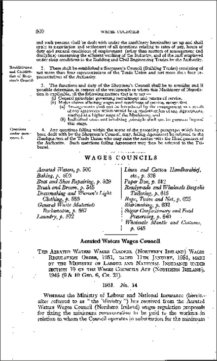 The Aerated Waters Wages Council (Northern Ireland) Wages Regulations Order (Northern Ireland) 1951