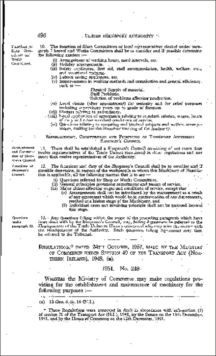 The Ulster Transport Authority (Terms and Conditions of Employment) (No. 3) Regulations (Northern Ireland) 1951