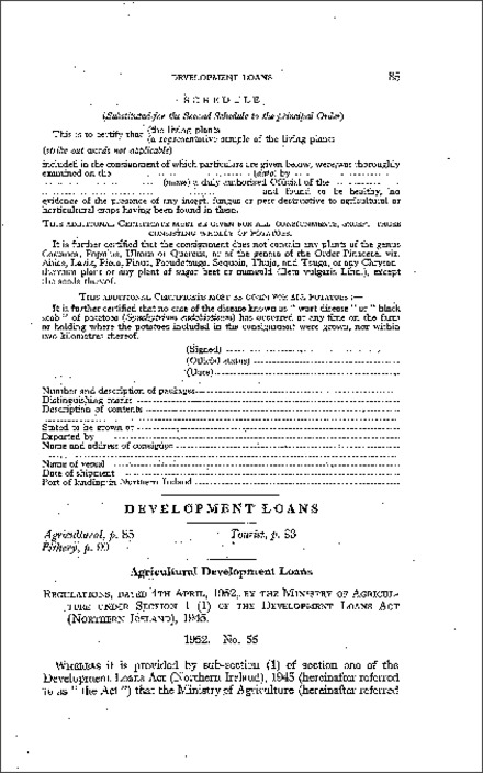 The Agricultural Development Loans Regulations (Northern Ireland) 1952