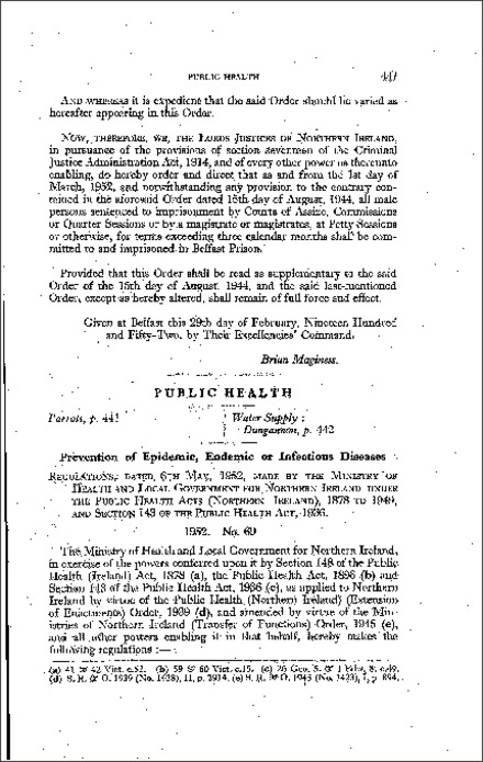 The Parrots (Prohibition of Import) (Revocation) Regulations (Northern Ireland) 1952