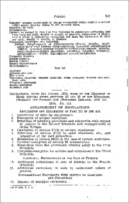 The Poisons Regulations (Northern Ireland) 1954