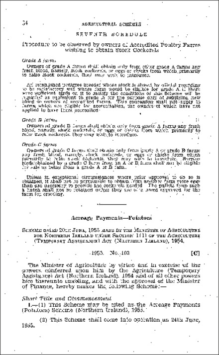 The Acreage Payments (Potatoes) Scheme (Northern Ireland) 1955