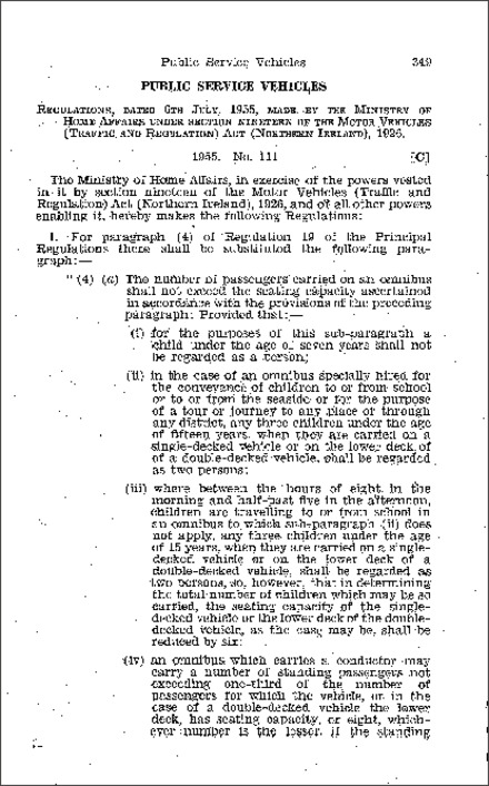 The Public Service Vehicles (Amendment) Regulations (Northern Ireland) 1955