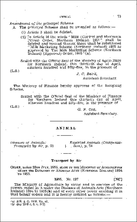 The Transport by Air Order (Northern Ireland) 1955