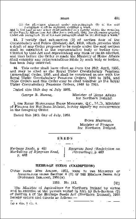The Herbage Seeds (Exemption) Order (Northern Ireland) 1955
