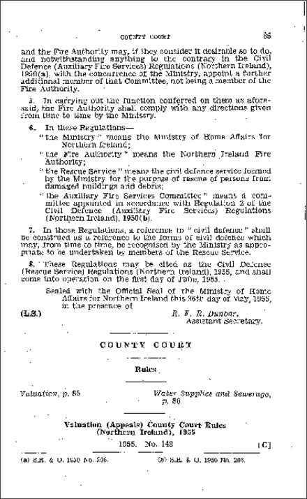 The Valuation (Appeals) County Court Rules (Northern Ireland) 1955