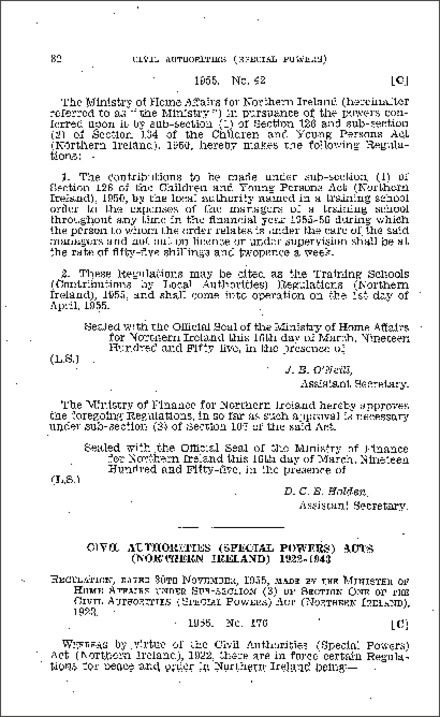 The Civil Authorities (Special Powers) Act (Amendment) Regulations (Northern Ireland) 1955