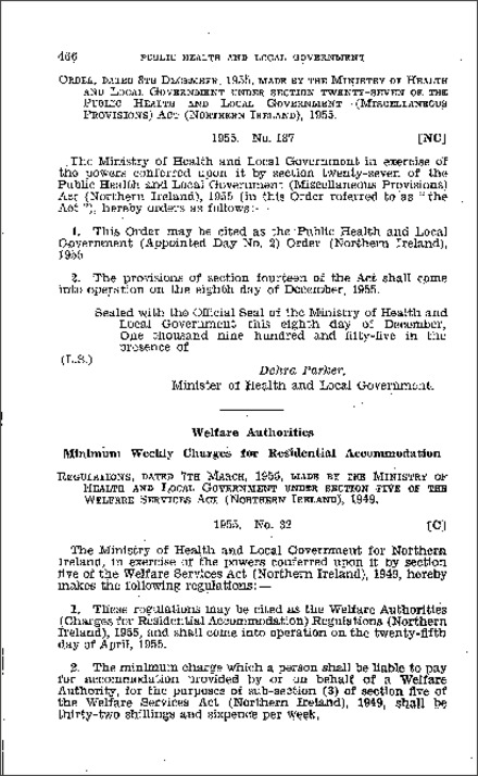 The Public Health and Local Government (Appointed Day) (No. 2) Order (Northern Ireland) 1955