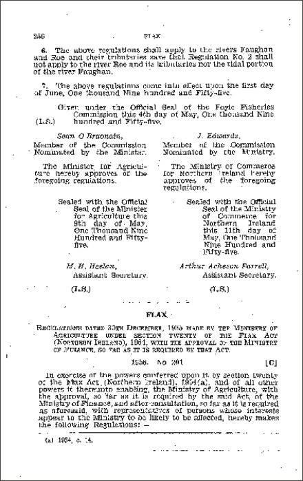 The Flax (General) Regulations (Northern Ireland) 1955