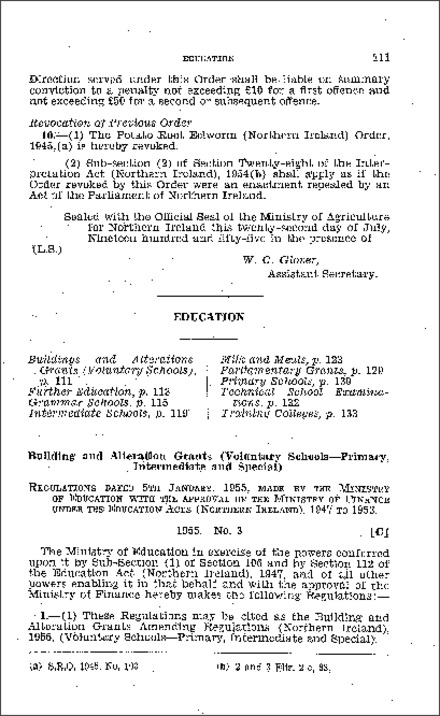 The Building and Alteration Grants Amending Regulations (Northern Ireland) (Voluntary Schools - Primary, Intermediate and Special) (Northern Ireland) 1955