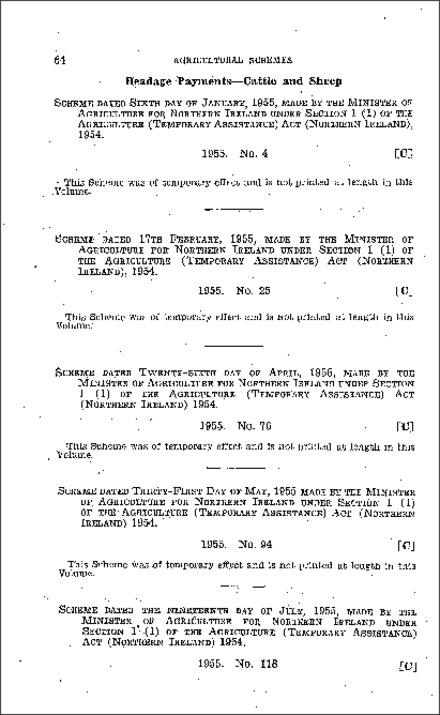 The Headage Payments (Cattle) No. 1 Scheme (Northern Ireland) 1955