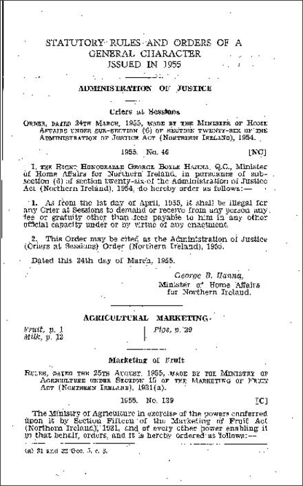 The Administration of Justice (Criers at Sessions) Order (Northern Ireland) 1955