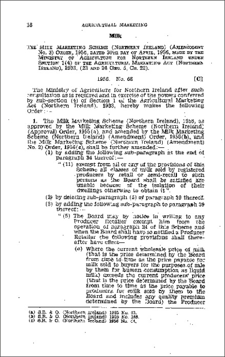 The Milk Marketing Scheme (Northern Ireland) (Amendment No. 3) Order (Northern Ireland) 1956