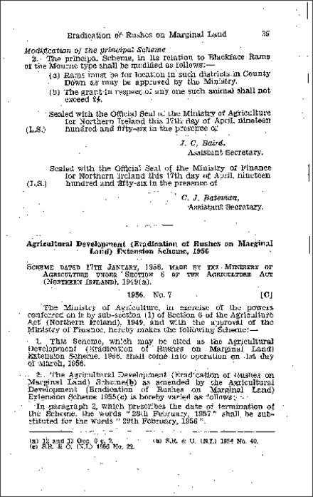 The Agricultural Development (Eradication of Rushes on Marginal Land) Extension Scheme (Northern Ireland) 1956