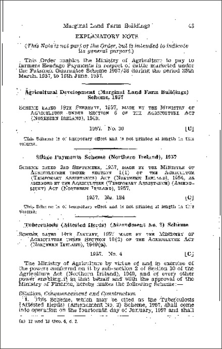 The Tuberculosis (Attested Herds) (Amendment No. 2) Scheme (Northern Ireland) 1957