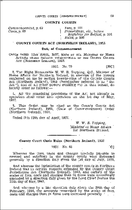 The County Court Costs Rules (Northern Ireland) 1957