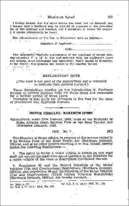 The Motor Vehicles (Maximum Speed) Regulations (Northern Ireland) 1958
