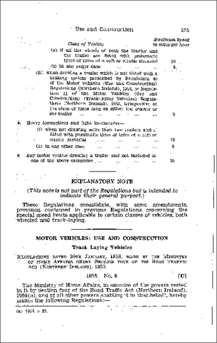 The Motor Vehicles (Use and Construction) (Track Laying Vehicles) (Amendment) Regulations (Northern Ireland) 1958