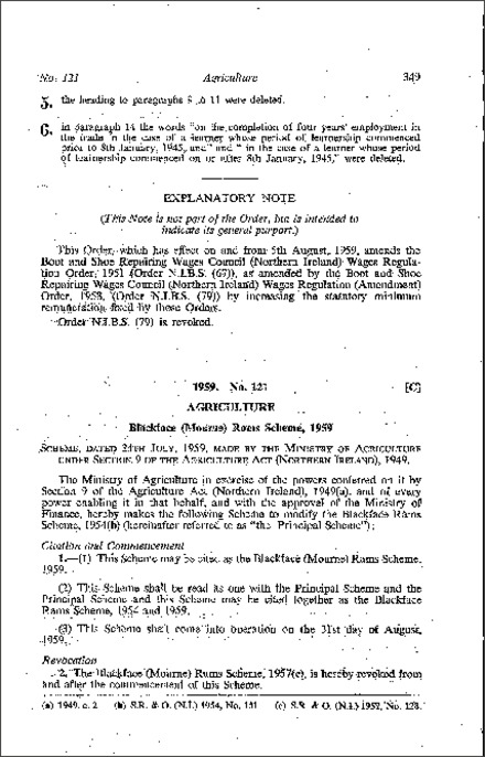 The Blackface (Mourne) Rams Scheme (Northern Ireland) 1959