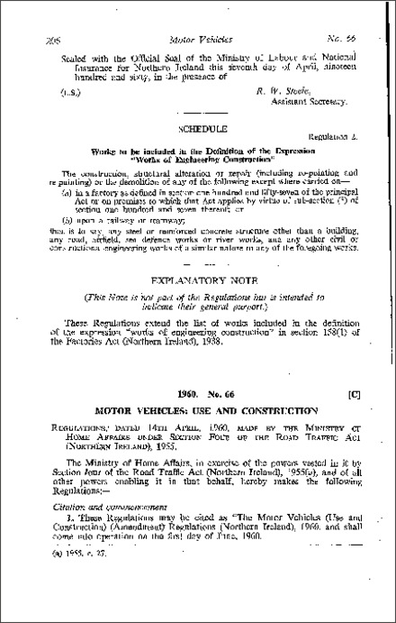 The Motor Vehicles (Use and Construction) (Amendment) Regulations (Northern Ireland) 1960