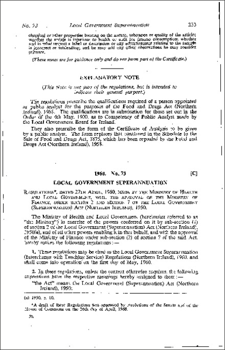 The Local Government Superannuation (Interchange with Teaching Service) Regulations (Northern Ireland) 1960