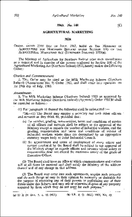 The Milk Marketing Scheme (Amendment No. 9) Order (Northern Ireland) 1963