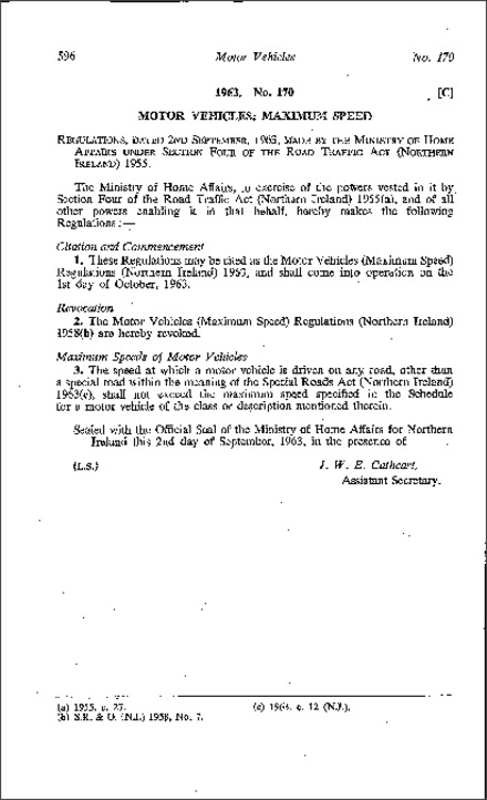 The Motor Vehicles (Maximum Speed) Regulations (Northern Ireland) 1963
