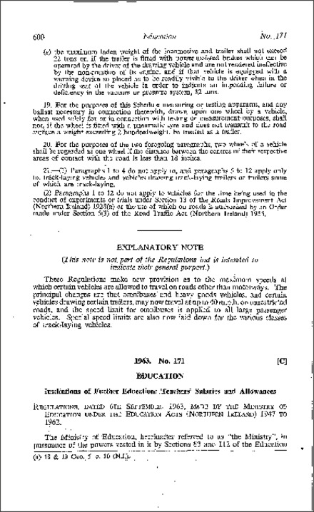 The Institutions of Further Education (Salaries and Allowances) Amendment Regulations (Northern Ireland) 1963