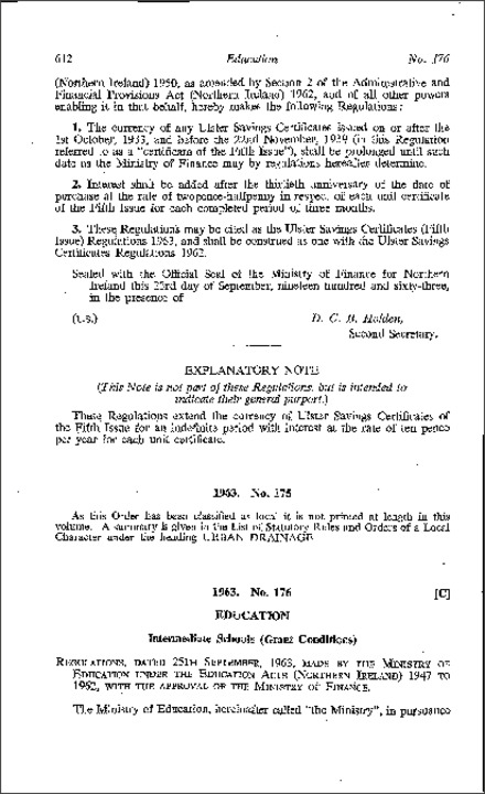 The Intermediate Schools (Grant Conditions) Amendment Regulations No. 2 (Northern Ireland) 1963