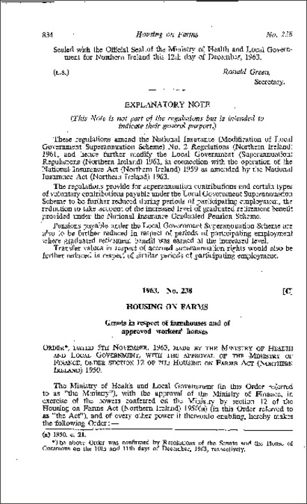The Housing on Farms (Grants) Order (Northern Ireland) 1963