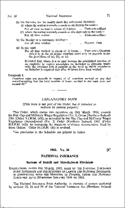 The National Insurance (Increase of Benefit and Miscellaneous Provisions) Regulations (Northern Ireland) 1963