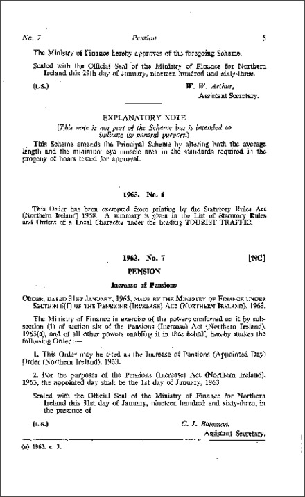 The Increase of Pensions (Appointed Day) Order (Northern Ireland) 1963