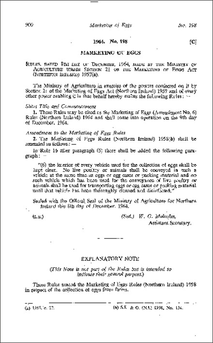 The Marketing of Eggs (Amendment No. 6) Rules (Northern Ireland) 1964
