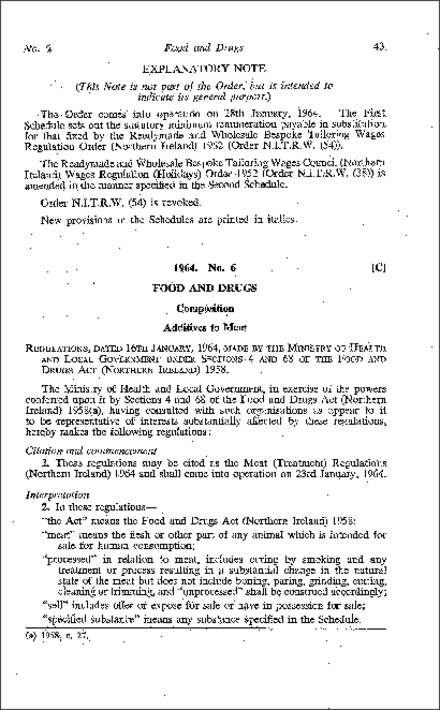 The Meat (Treatment) Regulations (Northern Ireland) 1964