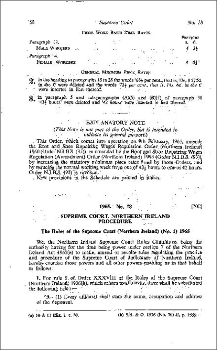 The Rules of the Supreme Court (No. 1) (Northern Ireland) 1965