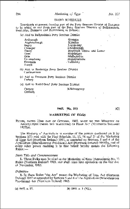 The Marketing of Eggs (Amendment No. 7) Rules (Northern Ireland) 1965