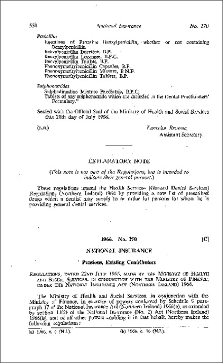 The National Insurance (Pensions, Existing Contributors) (Transitional) Amendment Regulations (Northern Ireland) 1966