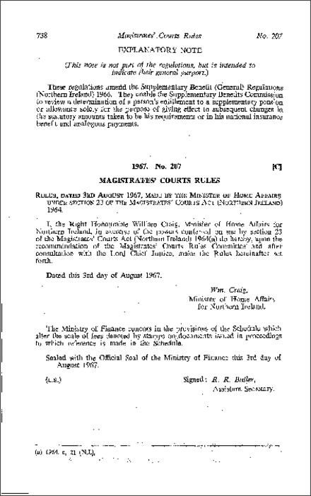 The Magistrates' Courts Rules (Amendment) Rules (Northern Ireland) 1967
