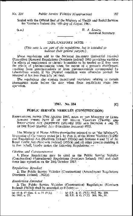 The Public Service Vehicles (Construction) (Amendment) Regulations (Northern Ireland) 1967