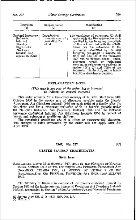 The Ulster Savings Certificates (Sixth Issue) Regulations (Northern Ireland) 1967