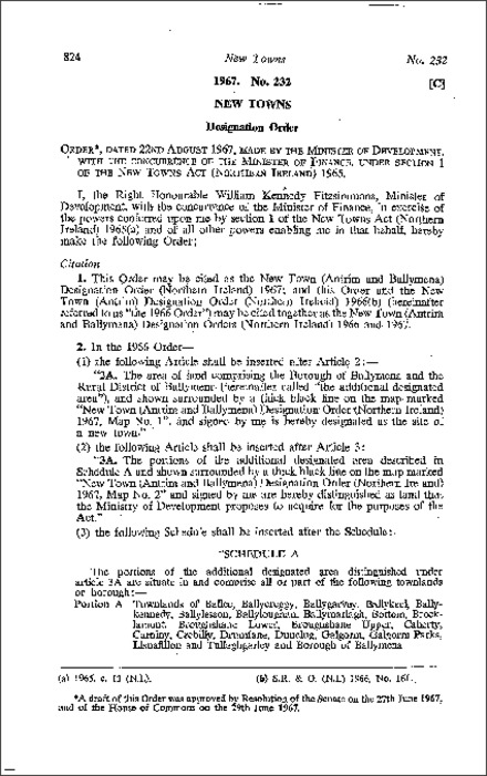 The New Town (Antrim and Ballymena) Designation Order (Northern Ireland) 1967