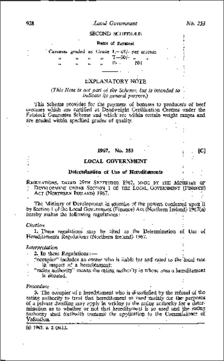 The Determination of Use of Hereditaments Regulations (Northern Ireland) 1967