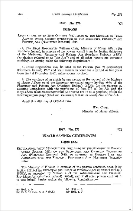 The Ulster Savings Certificates (Eighth Issue) Regulations (Northern Ireland) 1967