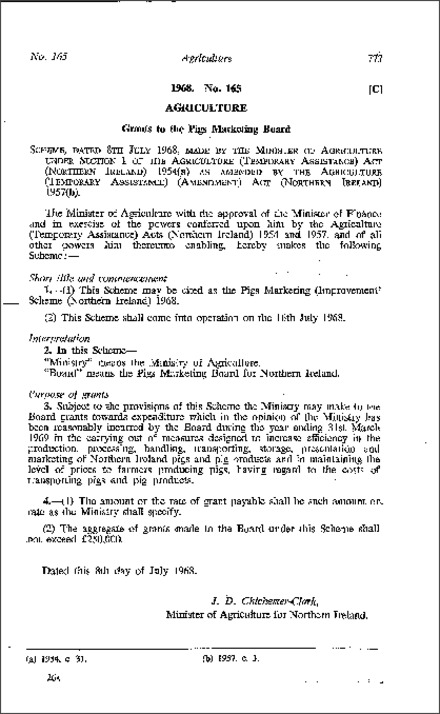 The Pigs Marketing (Improvement) Scheme (Northern Ireland) 1968