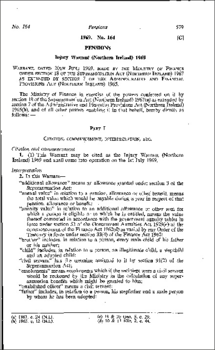The Injury Warrant (Northern Ireland) 1969