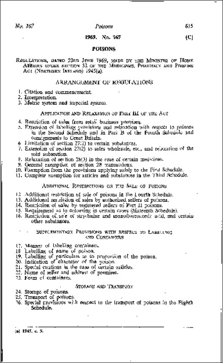 The Poisons Regulations (Northern Ireland) 1969