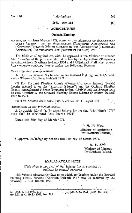 The Orchard Planting Grants (Amendment) Scheme (Northern Ireland) 1971