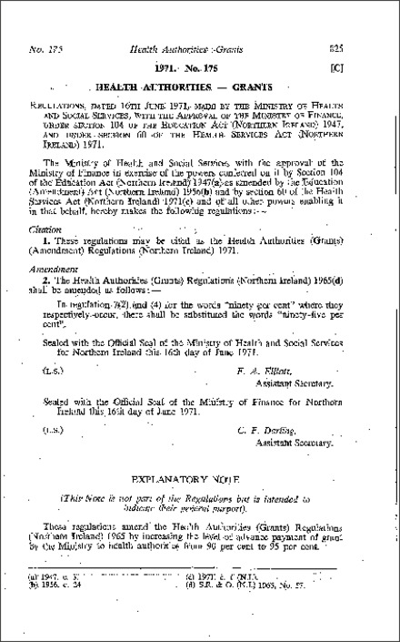 The Health Authorities (Grants) (Amendment) Regulations (Northern Ireland) 1971